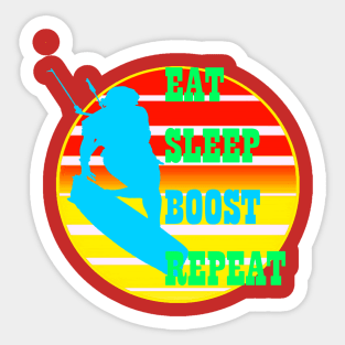 Eat Sleep Boost Repeat Female Kitesufer Retro Sunset Sticker